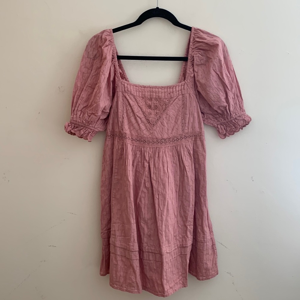 Urban Outfitters | Embroidered Puff Sleeve Babydoll Dress - Picture 3 of 7